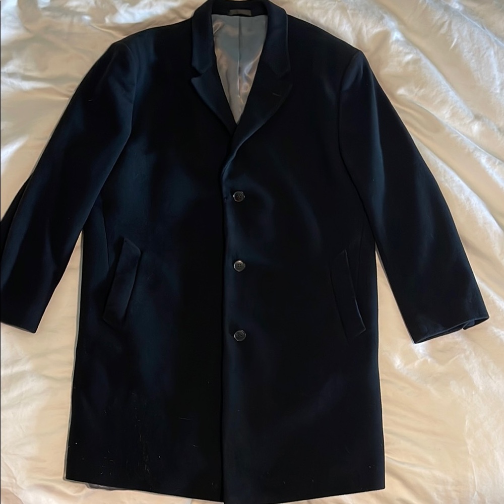 Black Wool Trench Coat with Wide Lapels